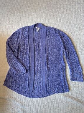 Chico's Lavender Open-Front Satin Ballerina Shrug Cardigan, XL NWOT, Loose Weave